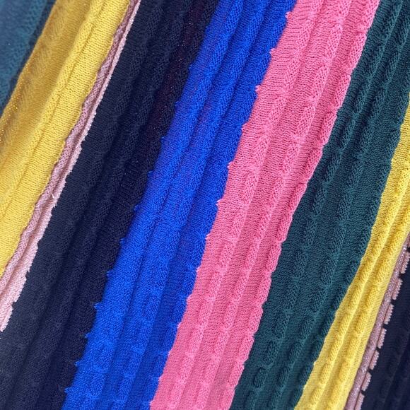 Zara Multicolor Shimmer Godet Vertical Striped Knit Midi Skirt Size XS Dopamine - Picture 6 of 7